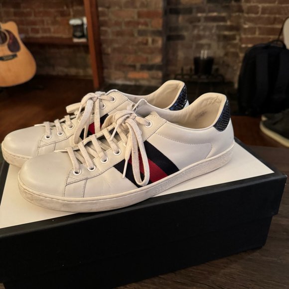 Gucci Ace Blue Snake Size 8.5 - Picture 2 of 6